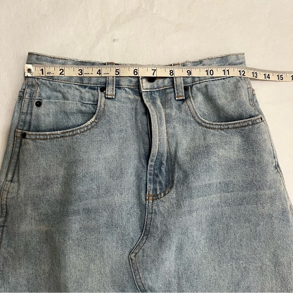 Gianni Bini Midi Jean Skirt Front Slit Raw Hem - Picture 5 of 7